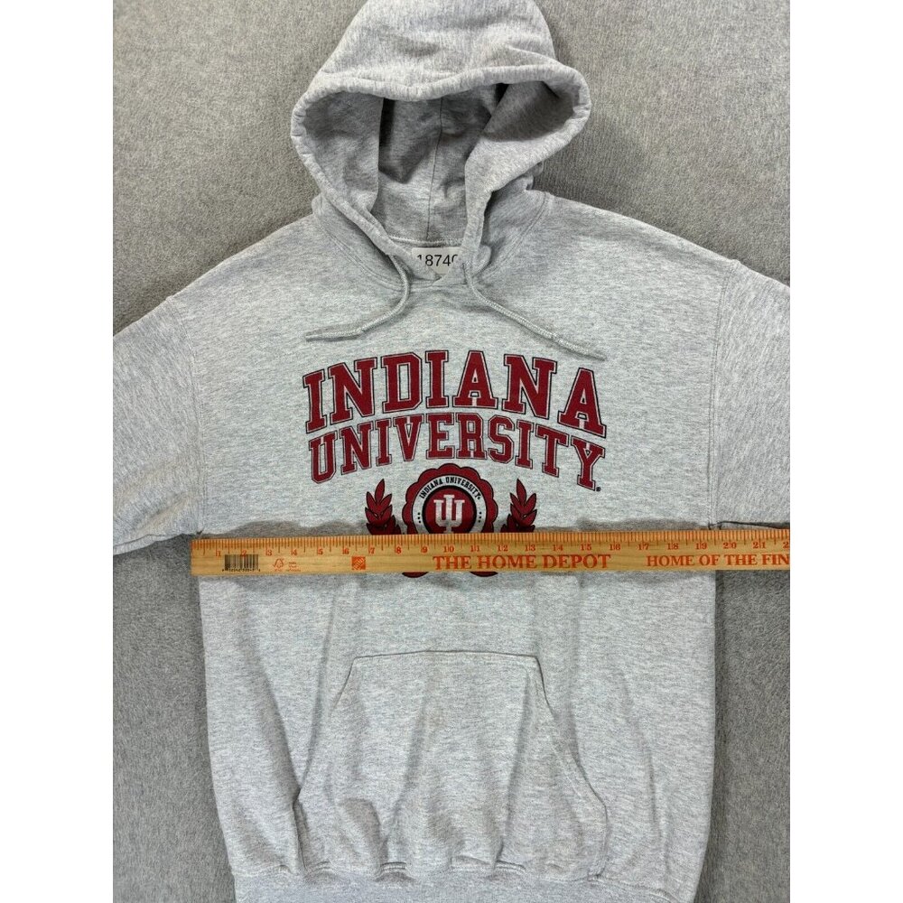 Indiana Hoosiers Campus Hoodie Sweatshirt (Men's Medium) Gray - Picture 6 of 10
